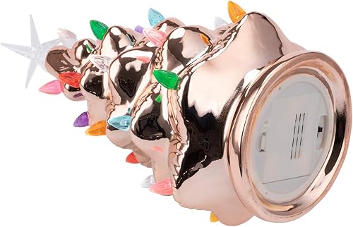 Miniatura 6 de Sunnyglade - Árbol de navidad de cerámica de 11 pulgadas con 28 luces multicolor y 1 estrella en la parte superior, para mesa de escritorio, serie