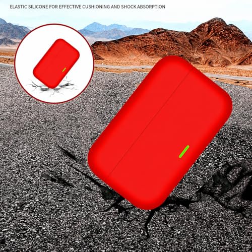 Image of Aniex Silicone Case Cover for realme Buds T500 Pro, Shockproof, Anti-Slip, Dustproof, Scratch Resistant, with Carabiner Hook, Full Body Protection (Red)