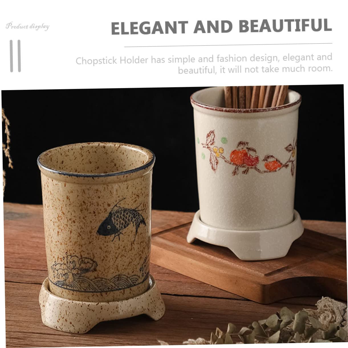 YARNOW Porte-baguettes Trous D'égouttage en Céramique de Style Japonerie Support Élégant et Fonctionnel pour Ustensiles Cuisine, Cuisine Présents de Pendaison de Crémaillère