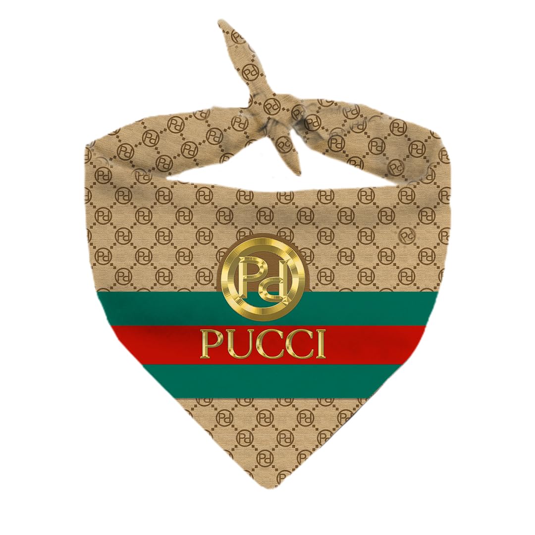 Dog Bandana Pucci Designer Fashion Clothes Scarf kercheif for Small Medium and Large Dogs. Funny Parody Gift for Girl or boy Dog Soft Durable Fabric,