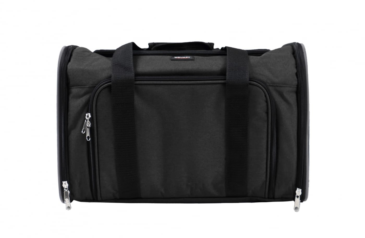 Wouapy - Sac Camping pour Chien et Chat - Sac de Transport en Tissu Nylon Résistant - Larges Filets pour Une Ventilation Maximale - Extensible en Grand Espace Sécurisé - Taille Unique - Noir