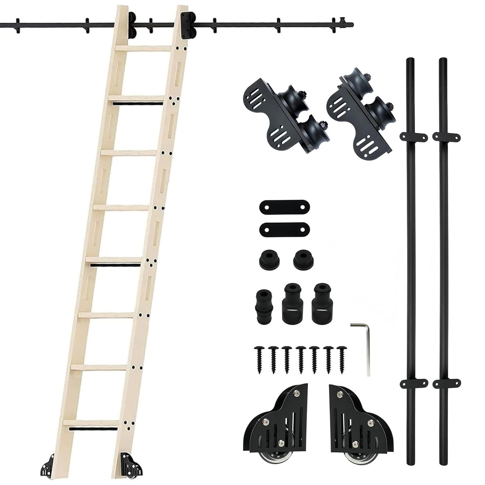 Échelle coulissante de bibliothèque : kit quincaillerie pour accéder facilement aux étagères