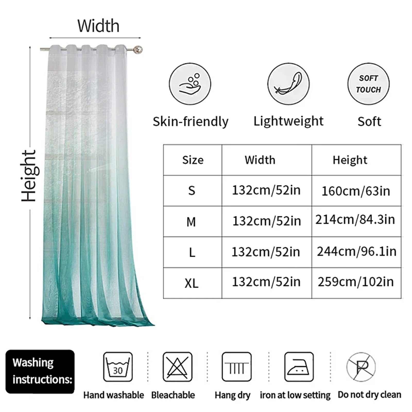 Tende antivento per pergola da esterno, tende velate da giardino per gazebo e patio, tendaggi per finestre in tulle per soggiorno e camera da letto (verde, 132 x 259 cm)