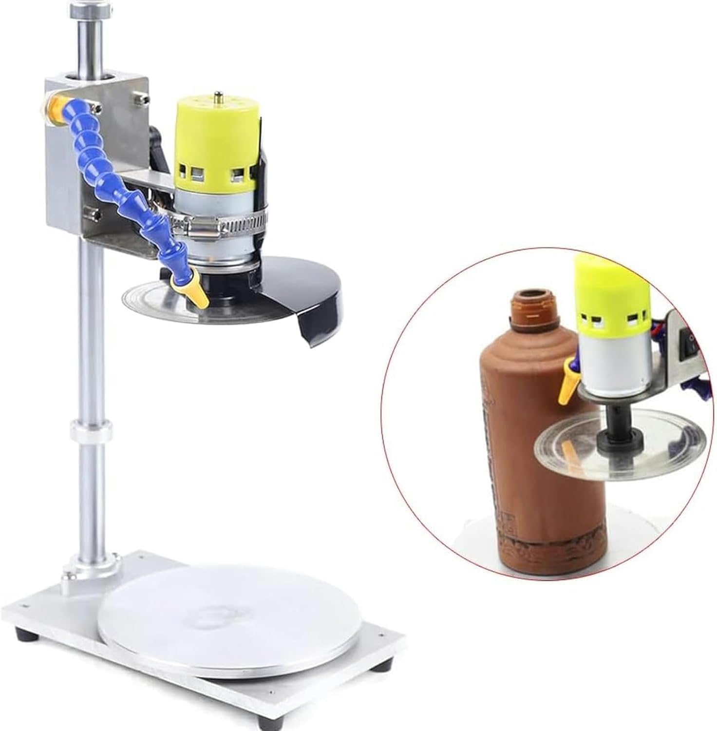 Cortador de botellas eléctrico, máquina de corte de vidrio multifunción, disco de 60 mm, 7 velocidades ajustables 2000-6000 rpm, profundidad máxima de corte de 30 mm, para vidrio y cerámica