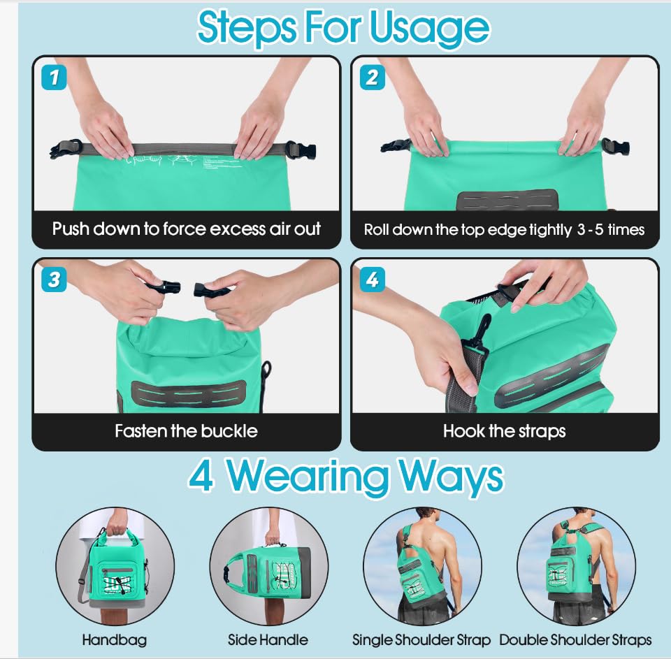 Image of MORXPLOR Dry Bag Waterproof,5L /10L /20L /30L /40L /55L Roll Top Dry Bag Backpack with WaterProof Phone Case for Swim,Kayak