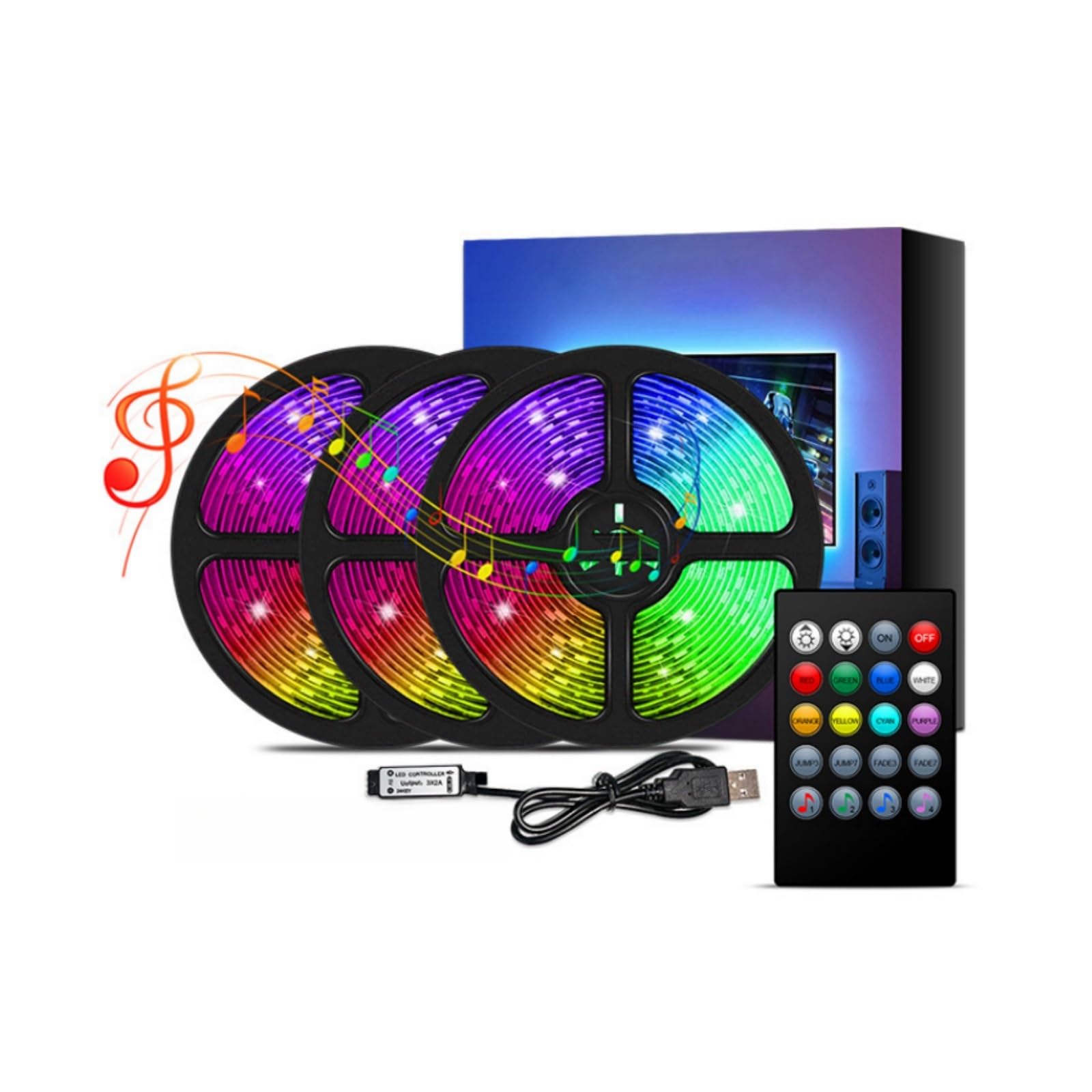 Reaktywne podświetlenie LED do telewizora taśma 5 V 5050 RGB taśma LED światła do telewizora synchronizowane z paskiem USB na podczerwień kolorowe tło telewizora dekoracyjne oświetlenie LED