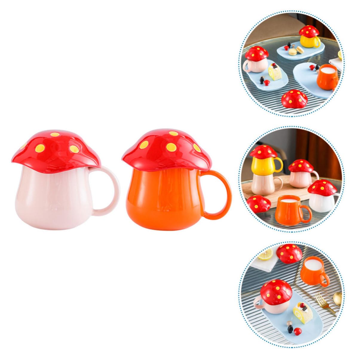 Gatuida 2 Tazas de Cerámica Diseño de Hongo para Café y Chocolate Caliente, Paquete de 2 Piezas, Ideales para Cafeterías y Uso en Casa