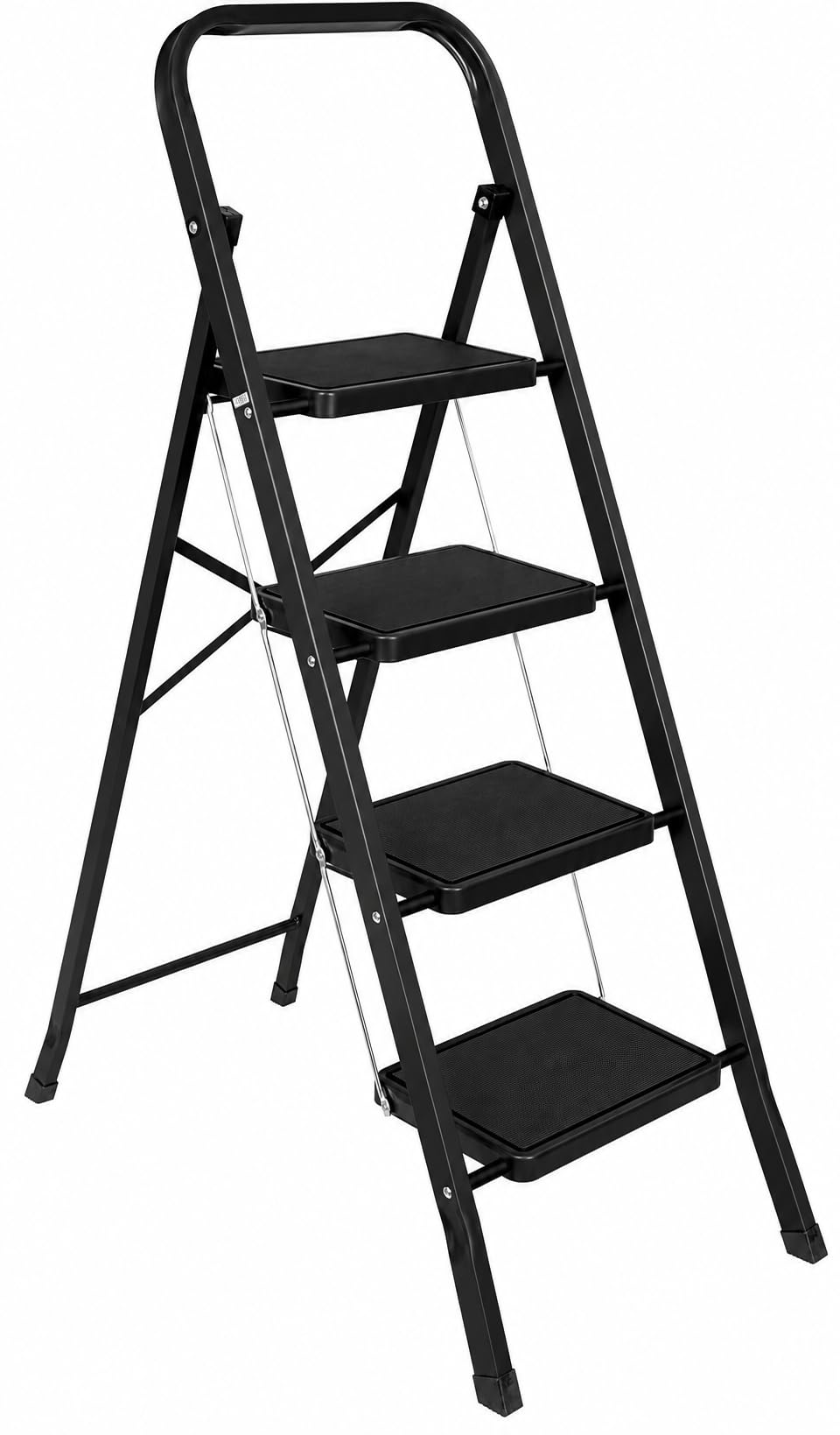 Futura Slimline 4 Step Ladder, Folding Step Stool, 150kg Capacity, Black