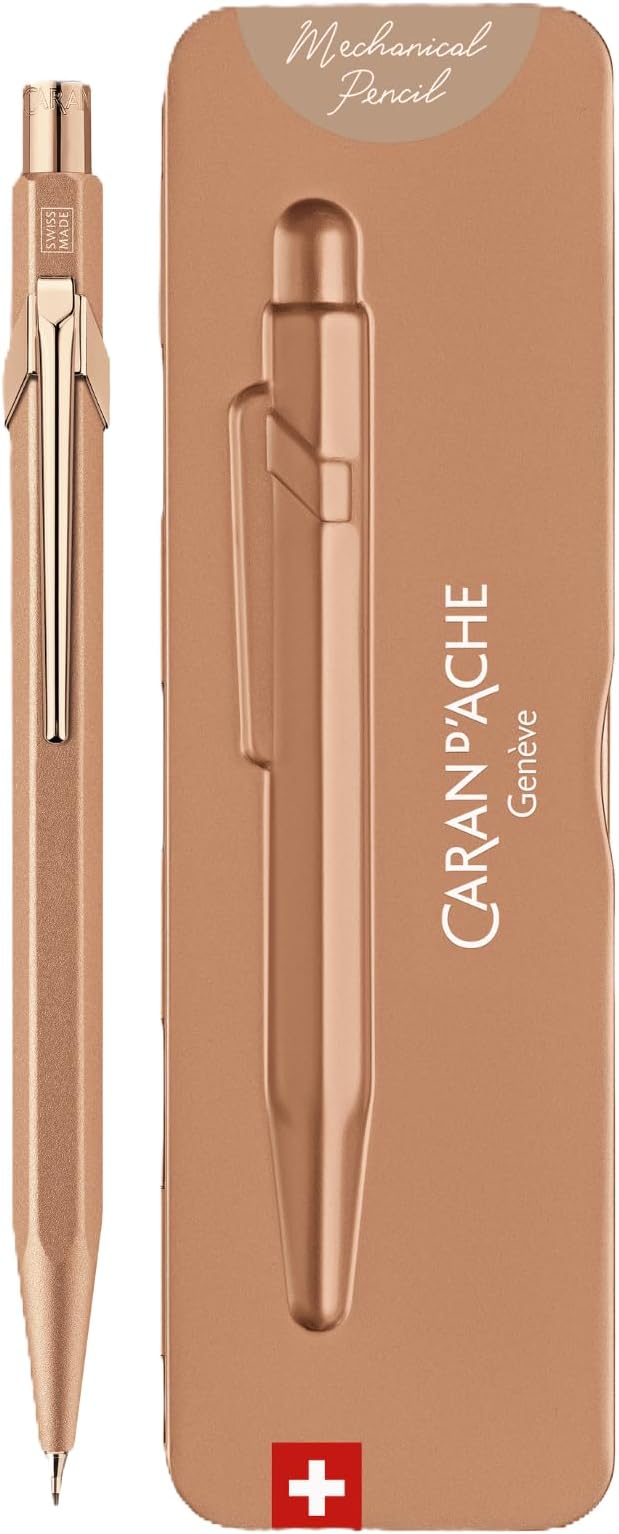 Caran D'Ache 844 Premium Mechanical Pencil 0.7 mm in Slimpack Case exudes modernity and elegance for Luxury gifting. (BRUT ROSE)