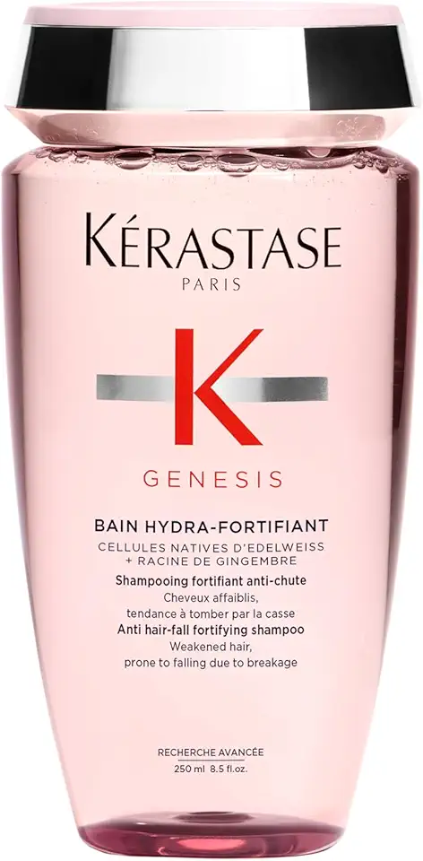 Kérastase Genesis Bain Hydra-Fortifiant Shampoo, Tratamento Fortificante Antiqueda por Quebra para Cabelos Finos e Oleosos, com Flor de Edelweiss e Raiz de Gengibre, 250ml