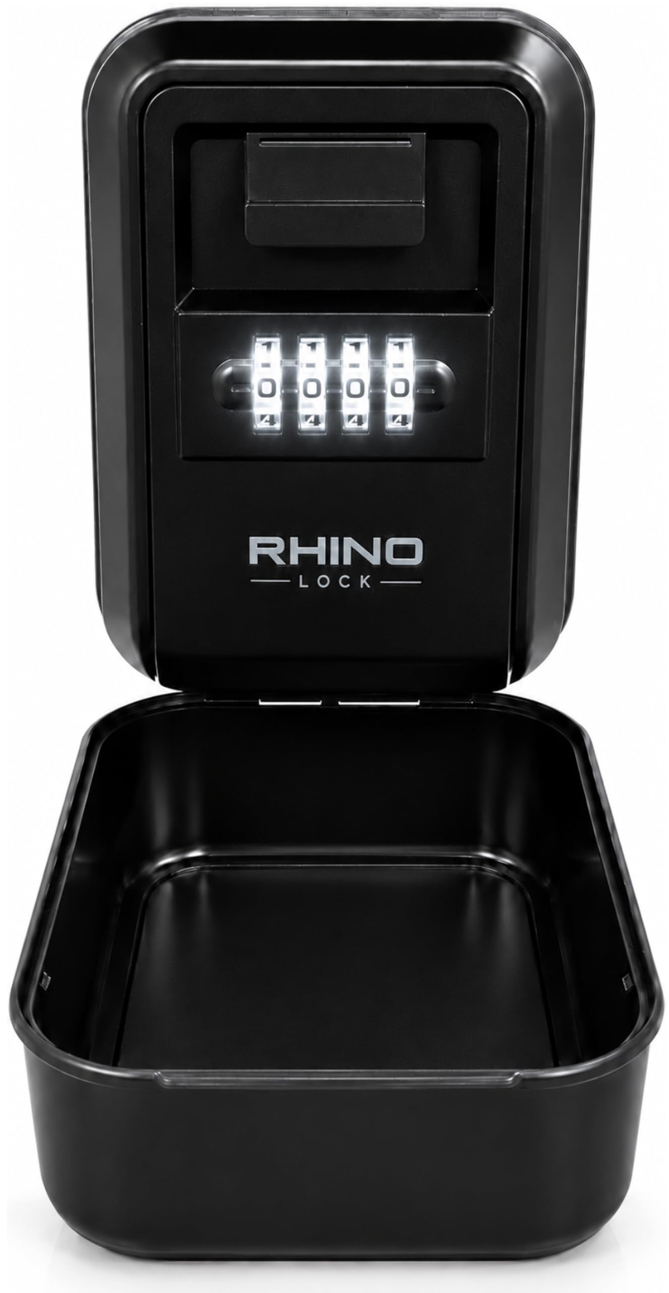 Rhino Lock Illuminated Key Safe – Backlit 4-Digit Combination, Large Storage Compartment, Weatherproof Wall-Mounted Lock Box