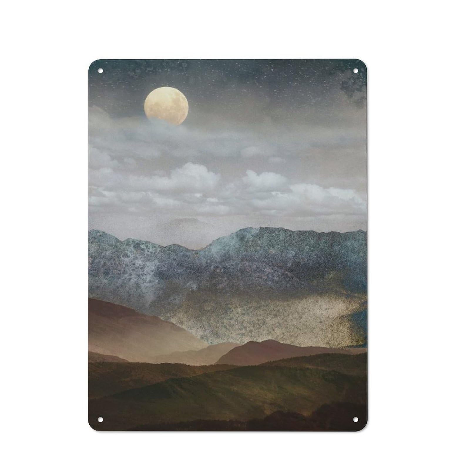 Junmoney Style-23 Vintage Tin Sign 40X30cm With Purple Mountains For Garage Or Workshop, For Metal Sign Collectors, For Cafés, Pubs And Restaurants