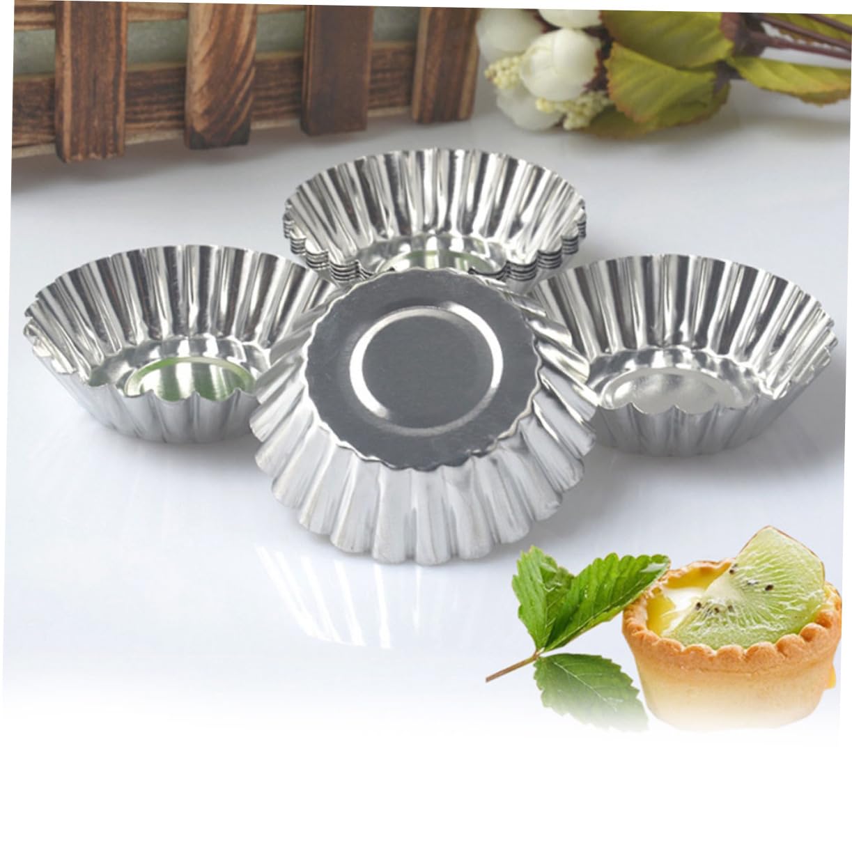 Molde para Tartaletas de Huevo 100 Piezas de Hojalata Plateada | Antiadherente, Conducción Rápida del Calor, Cocción Uniforme, Fácil Limpieza, para Pudines y Chocolate
