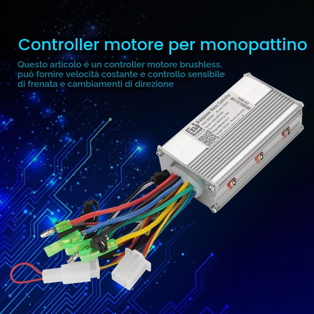 Dioche Regolatore di Motore Elettrico 24V 350W - Controllore velocità per Motori Brushless, Controllo Preciso Bici Elettriche, Scooter e Moto Centralina ad Alta Efficienza