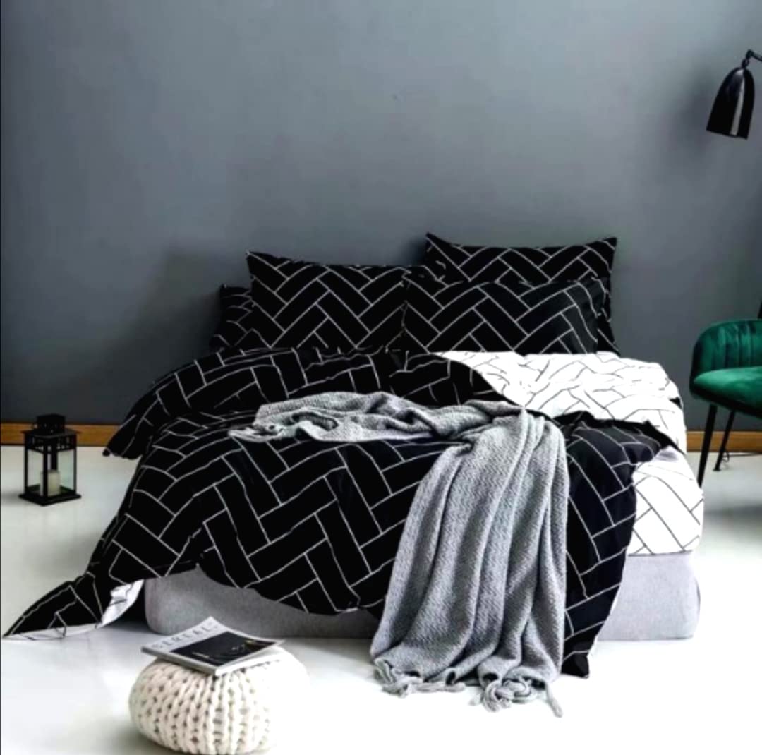 Fashion collection 6pcs king size fitted bed sheet duvet cover 220x240 with 4 pillow covers cotton bedding set (A6, King)