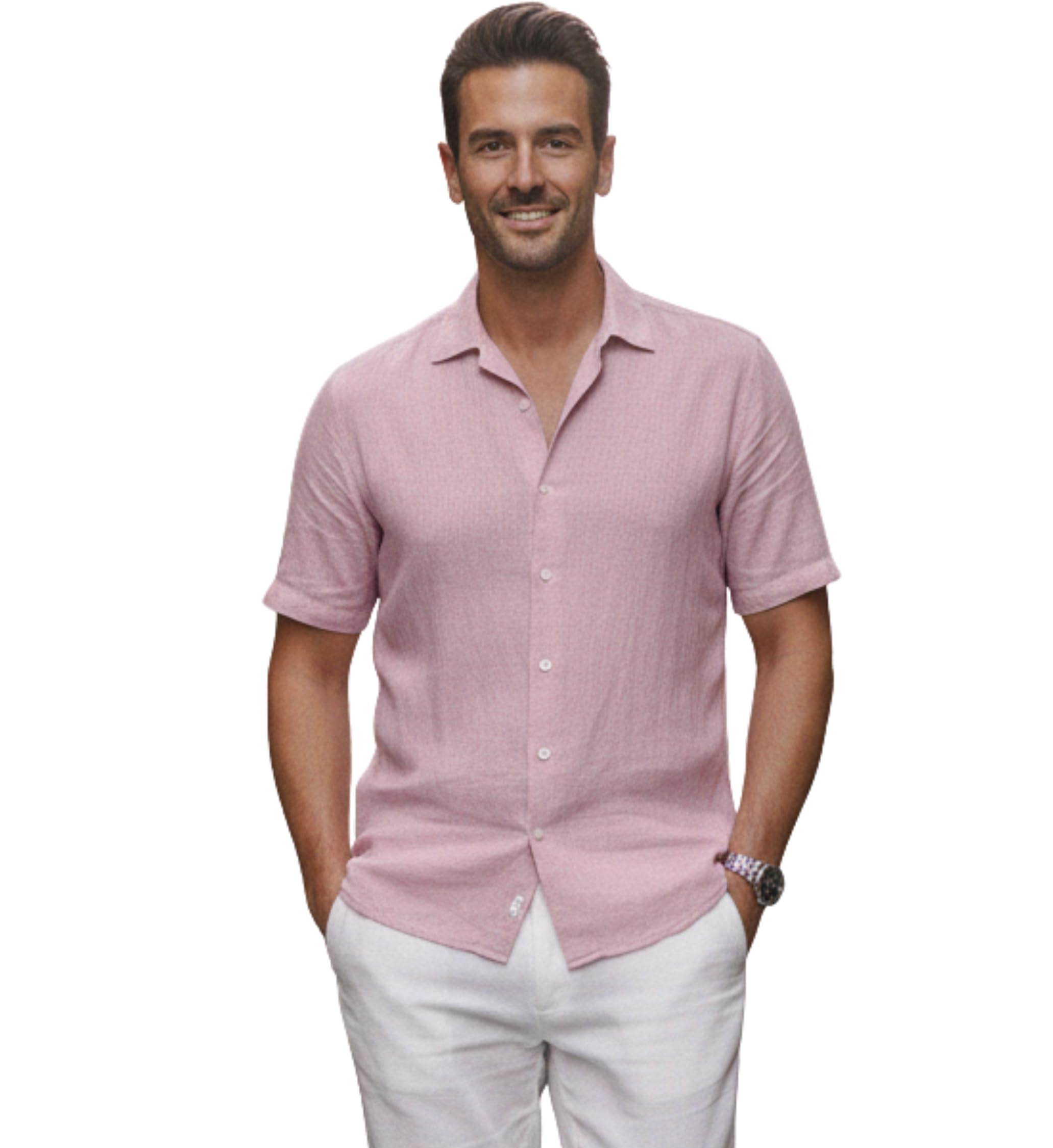 glowic Men Linen Shirt Casual Regular Fit Solid Stylish Summer Wear Shirt for Office Party Beach Holiday Lightweight Breathable Fashion Shirt-picture-15