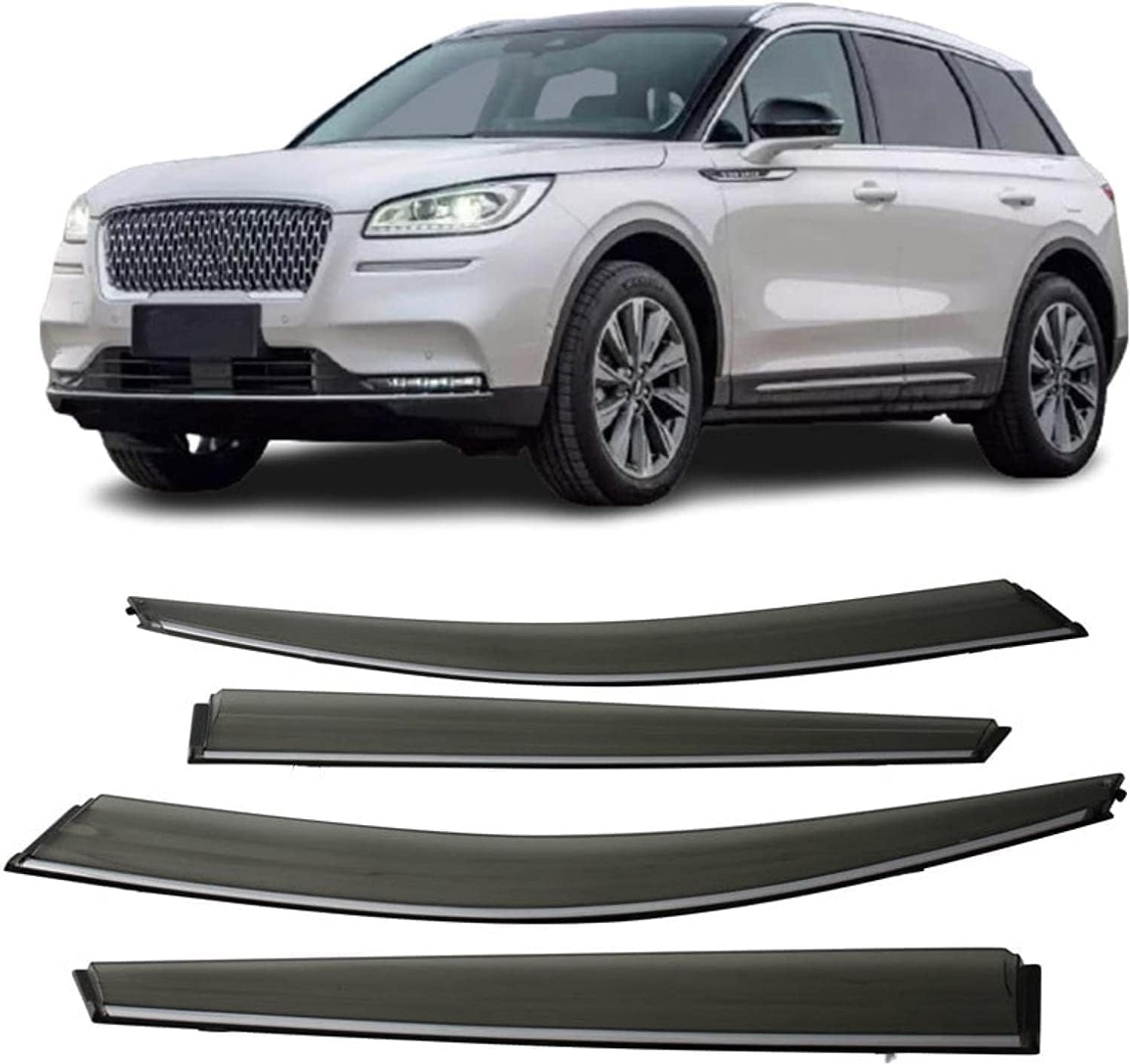 FENGJP Car Window Wind Deflectors for Lincoln Corsair 2020 2021 2022 2023 2024, Window Wind Deflector Visor Rain Smoke Guards Automotive Accessories