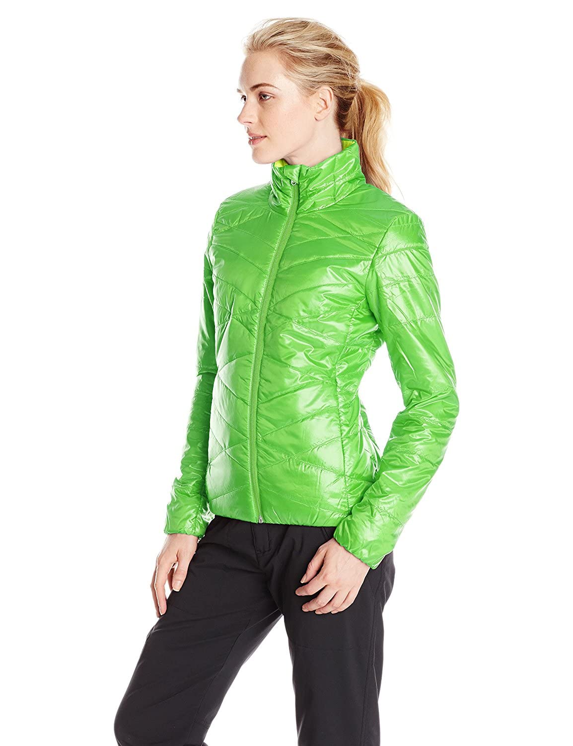 Spyder Women's Curve Jacket, Green Flash/Bryte Yellow, Large