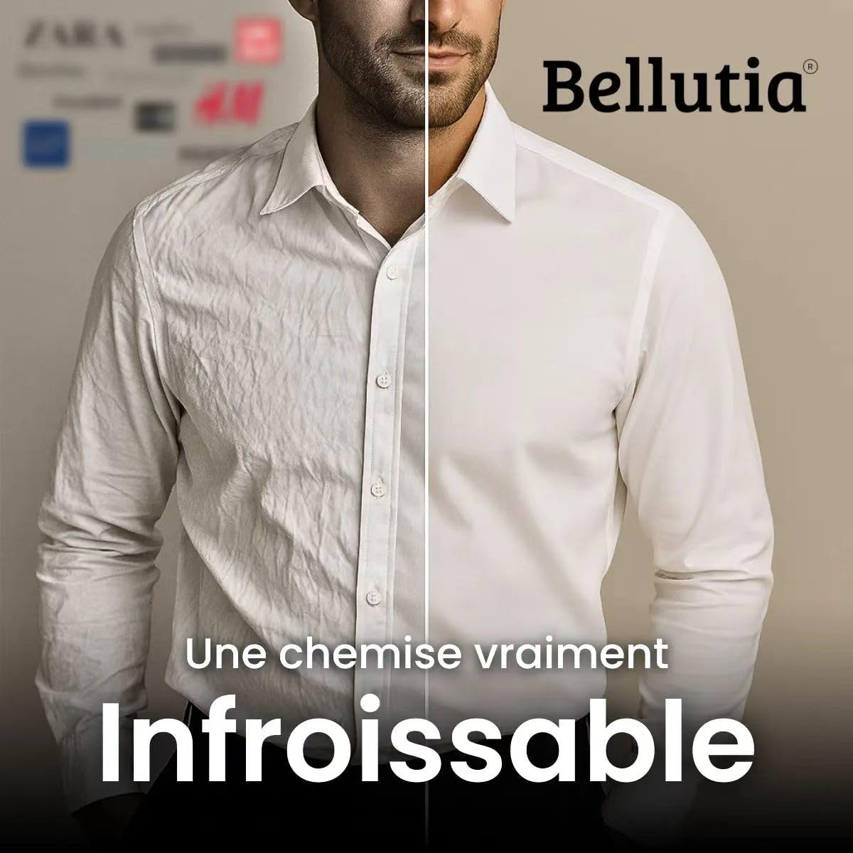 MEIION Chemise Infroissable à Coupe Ajustée Chemise Homme à Manches Longues - Tissu Stretch - Coupe Ajustée - Design Infroissable - Style Décontracté & Tendance