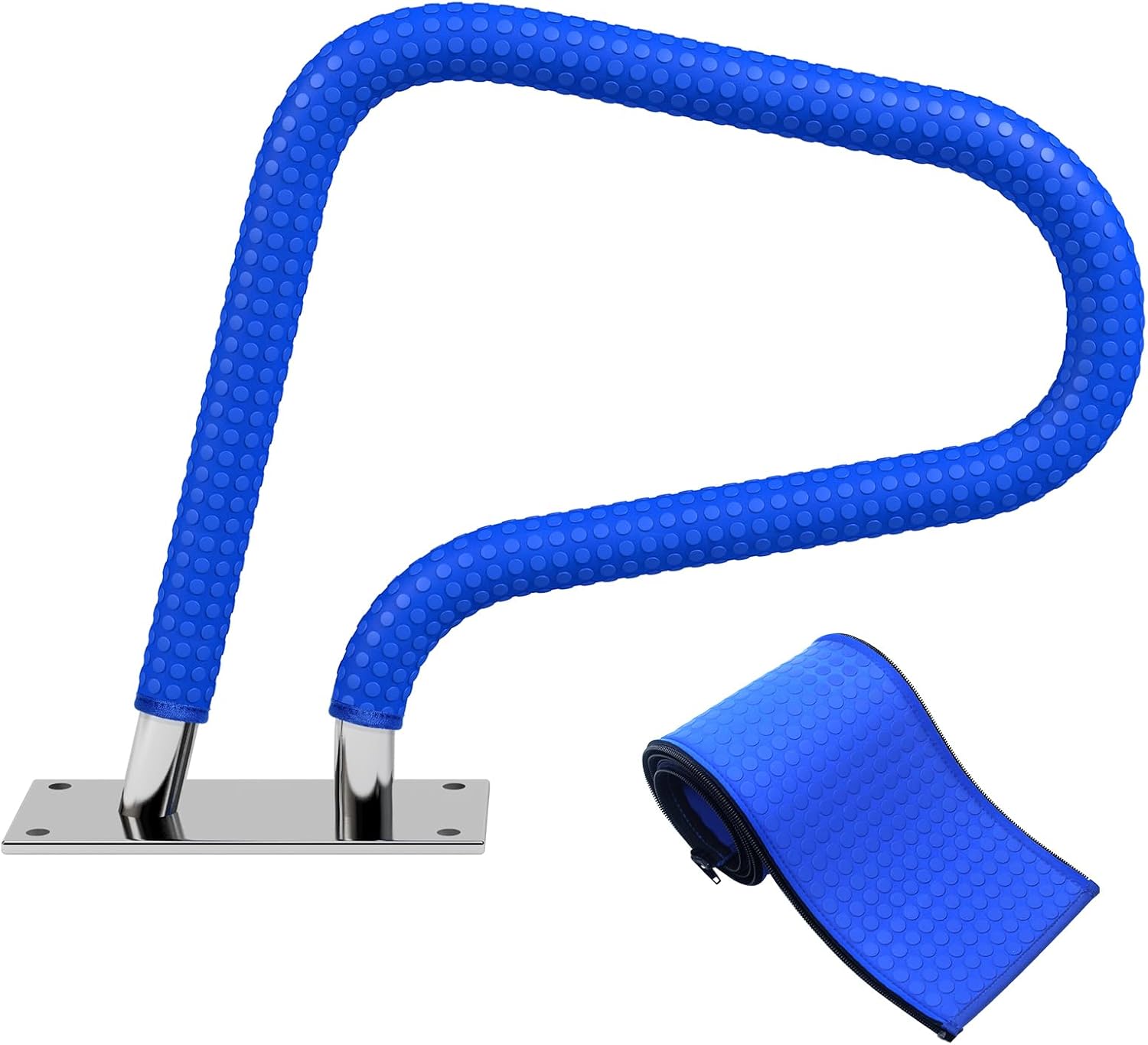 Pool Handrail Covers with Zippers 4 6 8 10 Ft Inground Swimming Pools Hand Rail Cover, Anti-Slip Cool Touch Heat Resistant, Royal Blue, Non Slip Swim Pool Railing Ladder Stair Handle Grip (10 Feet)