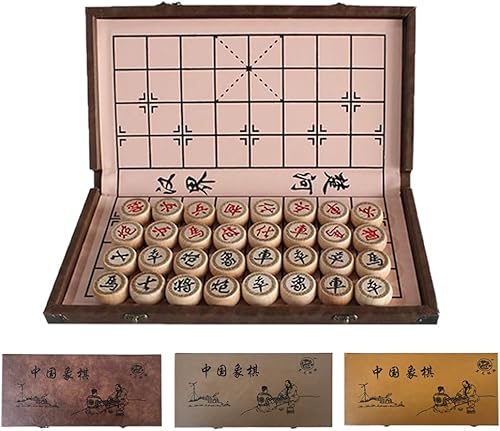 Juego de ajedrez chino de 15 pulgadas con tablero plegable de piel sintética, juego de ajedrez chino portátil Xiangqi, juego de estrategia, juegos