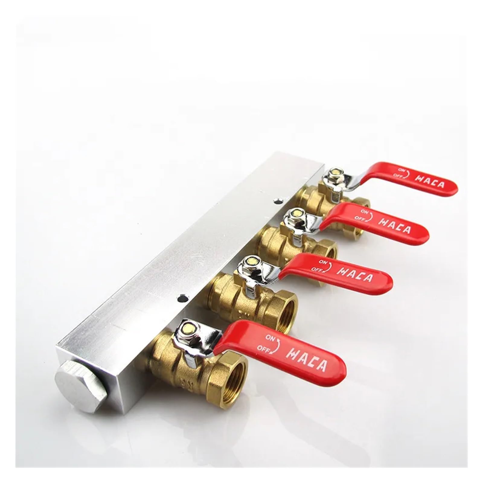 Bloque de distribución de Aire con colector neumático de Aluminio sólido, con Bola de latón de 1/2" Hembra de 27 x 36 mm, 2-10 vías, 4-12 Puertos(1 in 4 out)