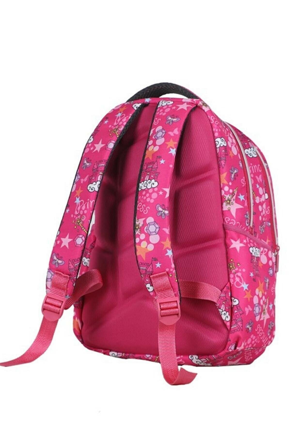 TahTicMer Okul Çantası ilkokul Beslenme çantalı Kalemlikli 3lü Set Prenses Sırt Çanta Pembe
