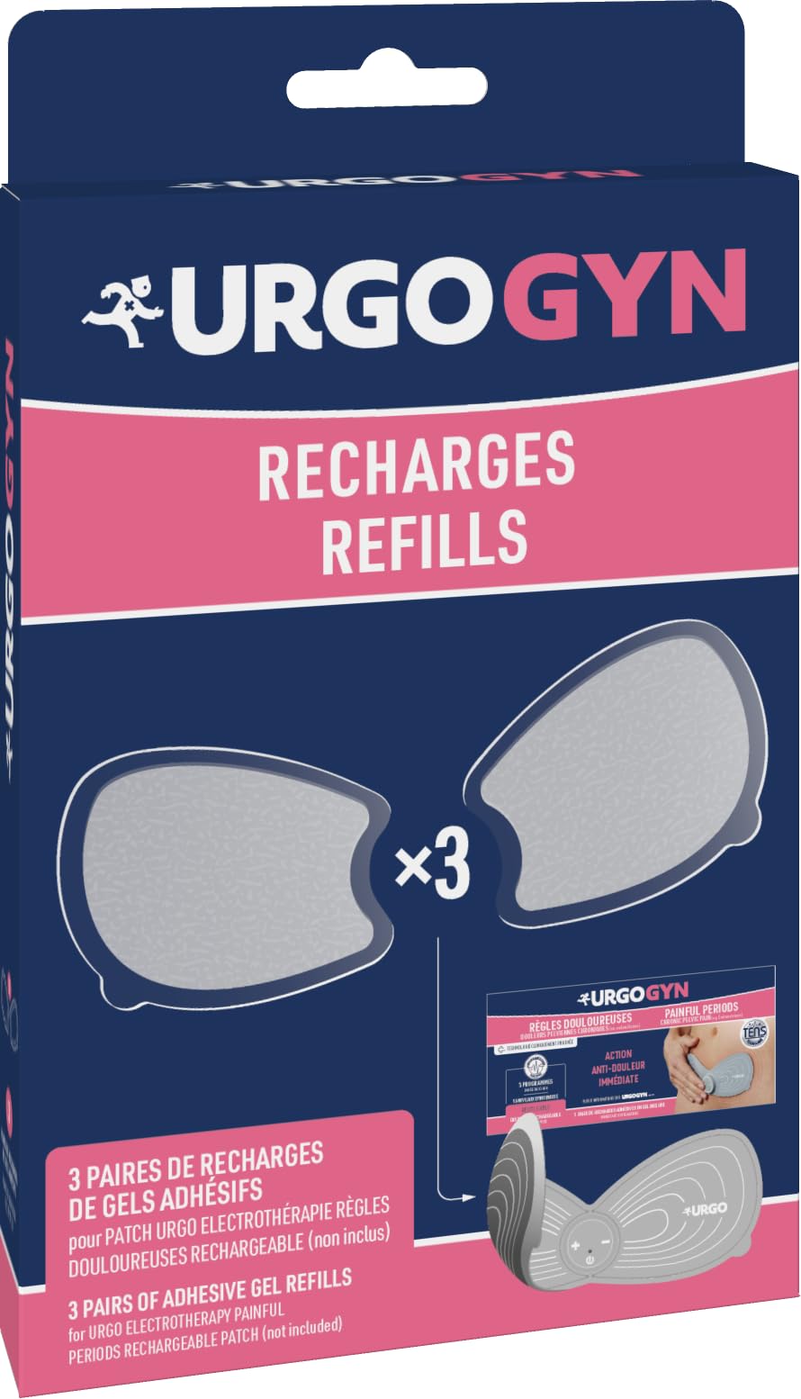URGOGYN - Recharges Spécialement Conçues pour le Patch d'Electrothérapie Règles Douloureuses URGOGYN - Gel Adhésif - Pack 3 Paires de Recharges de Gels Adhésifs