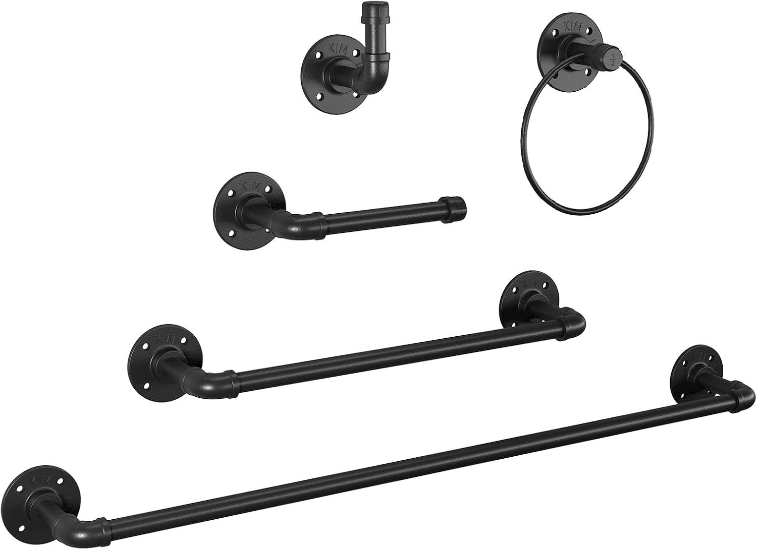 USHOWER 5Piece Industrial Pipe Bathroom Hardware Set, 24