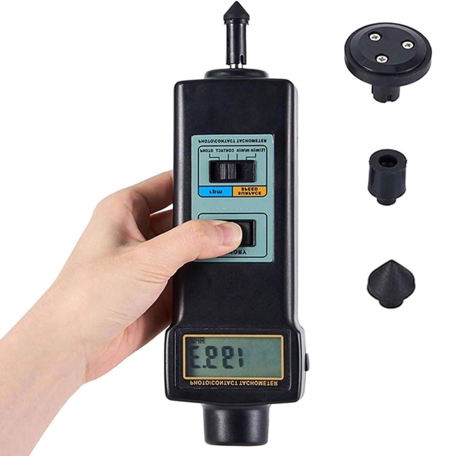 Suyaoquant Digital 2 in 1 Tachometer, 2.5-99,999RPM Digital Tachometer, Maintains A High Accuracy Of ±0.05% Across The Full Range, Automatic Range Switching, Suitable for Fans, Paper, Automobiles