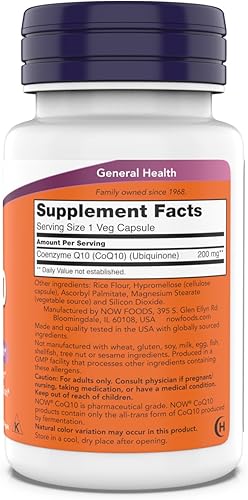 Miniatura 2 de Now Supplements - CoQ10 (Coenzima Q10) 200 mg, apoya la salud cardiovascular*, kosher, veganas 90 cápsulas vegetarianas