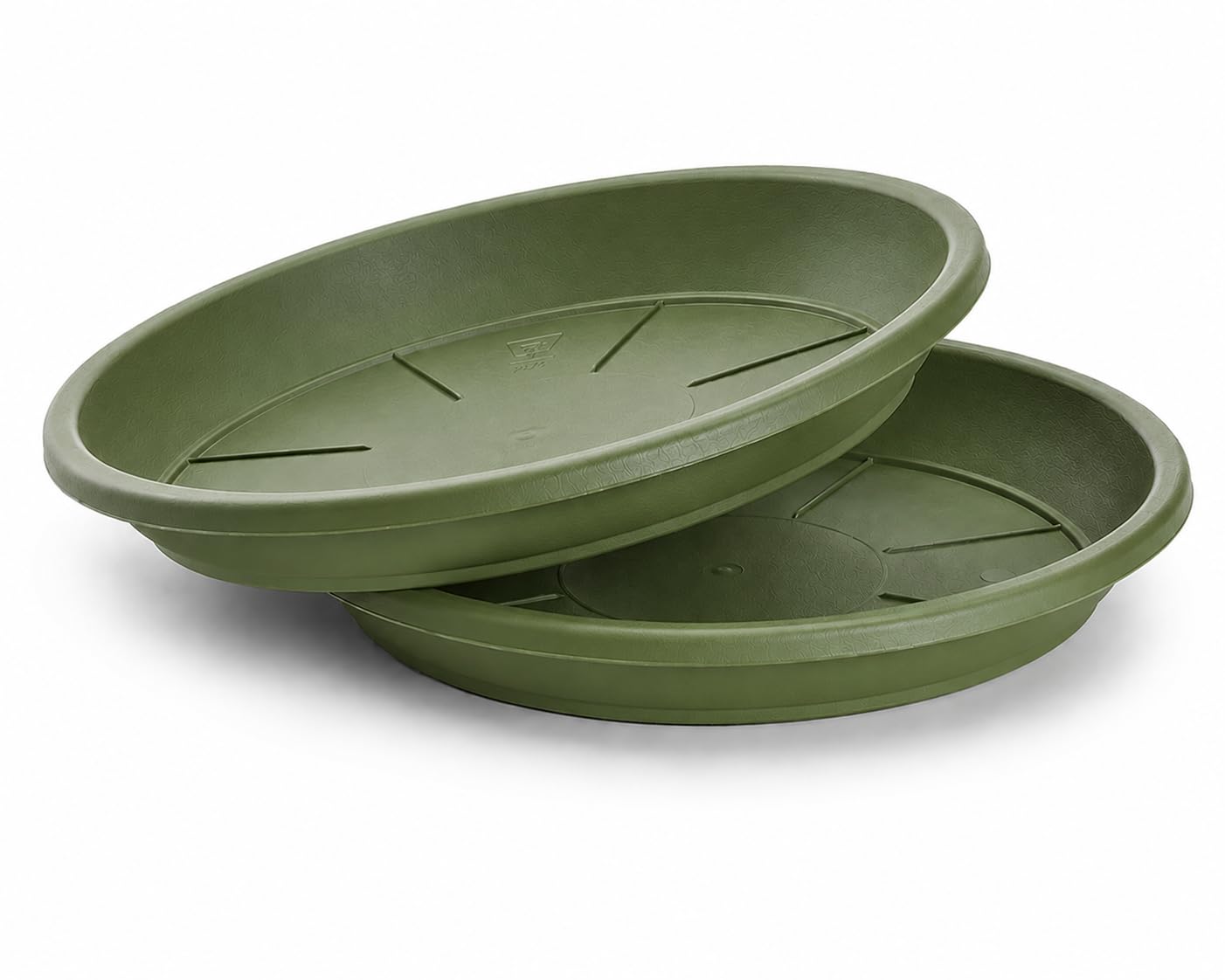 Muddy Hands Pack of 2 GREEN Plant Pot Saucer Round Plastic Water Drip Tray Base Plate Indoor Outdoor Flower Pot Plant Container Protector (32cm)