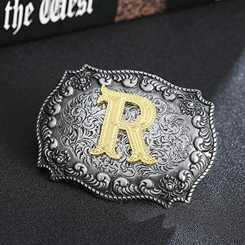 Image of HUABOLA CALYN Belt Buckle Men, Western Cowboy Rodeo Small Alphabet Letter ABCDMRJ to Z Initial Belt Buckles for Women