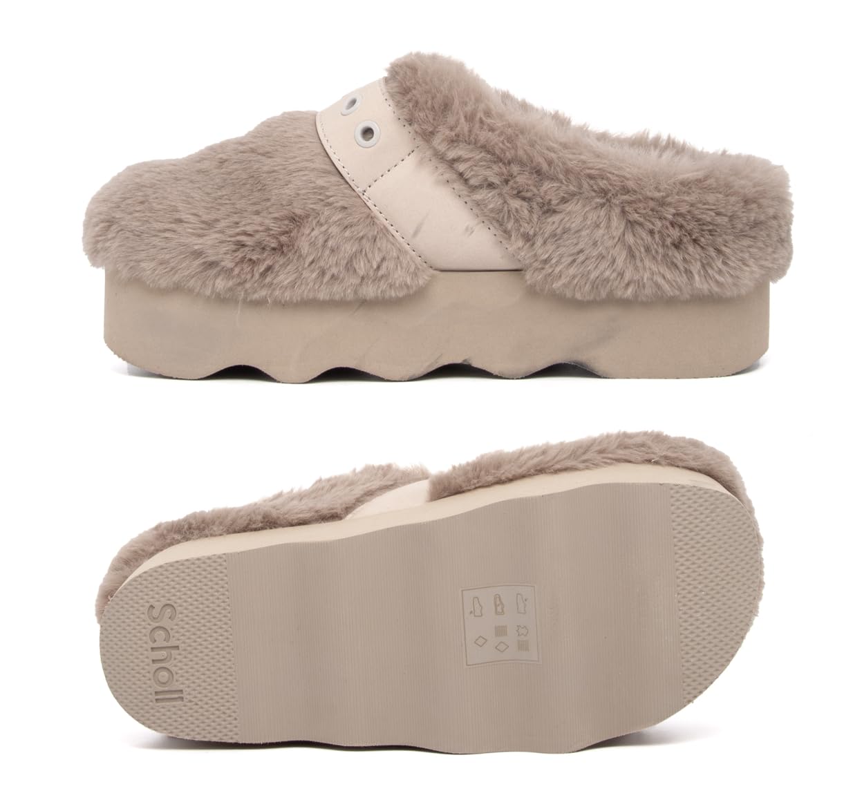 Scholl, Greta, Syntethetic Fur, Scarpe Sabot Ciabatte Platform Moda Casual Fashion