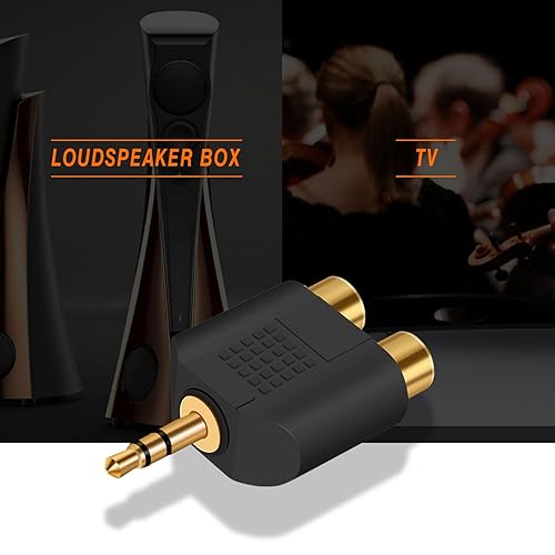 Miniatura 6 de ANDTOBO Adaptador de audio TRS de 0.138 in a RCA dual F (paquete de 2), adaptador de audio estéreo macho de 0.138 in a doble RCA hembra