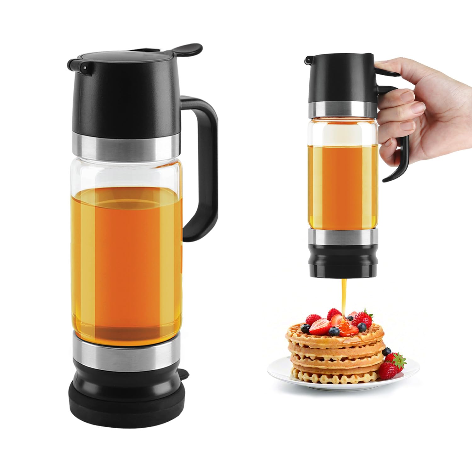 Neodaco 12 oz Syrup Dispenser No Drip with Handle for Tea, Pancakes