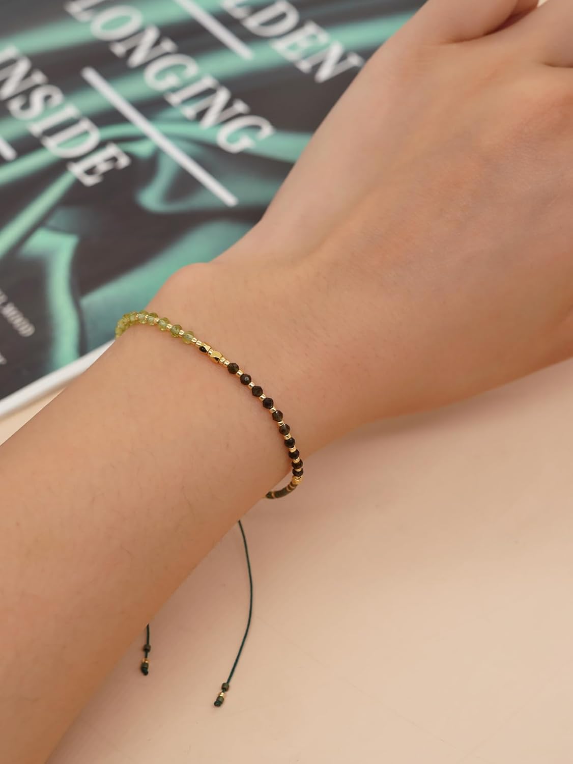 Handmade Gemstone Beaded Strand Bracelets for Women Dainty Adjustable Charm String Braided Boho Seed Beads Friendship Bracelets Fashion Jewelry Gift. - Image 3