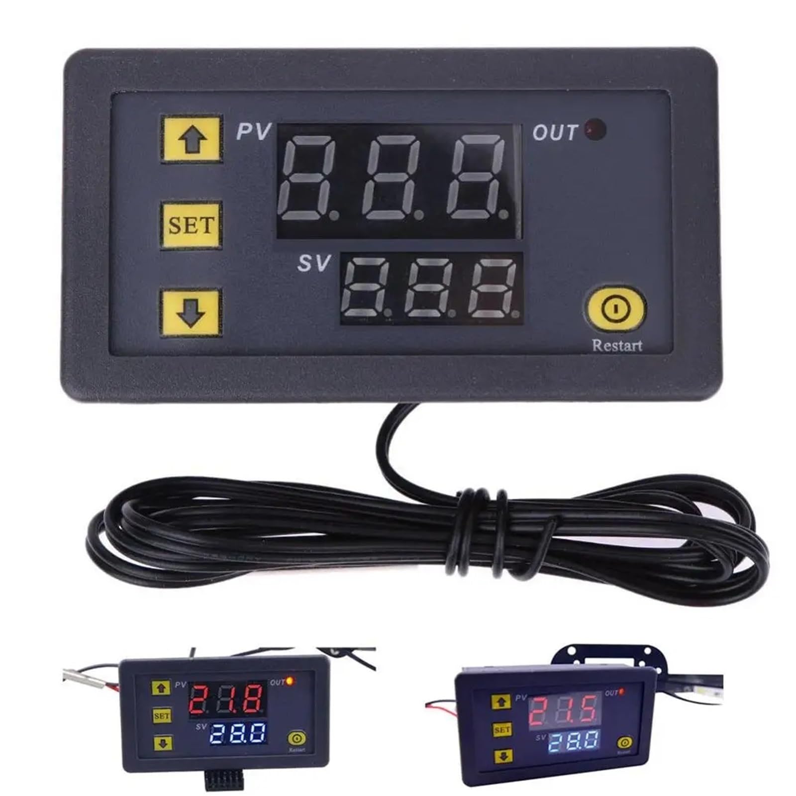 W3230 12V 24V AC110-220V Sonda linea 20A Controllo temperatura digitale Display LED Termostato con strumento di controllo calore/raffreddamento(DC24V)