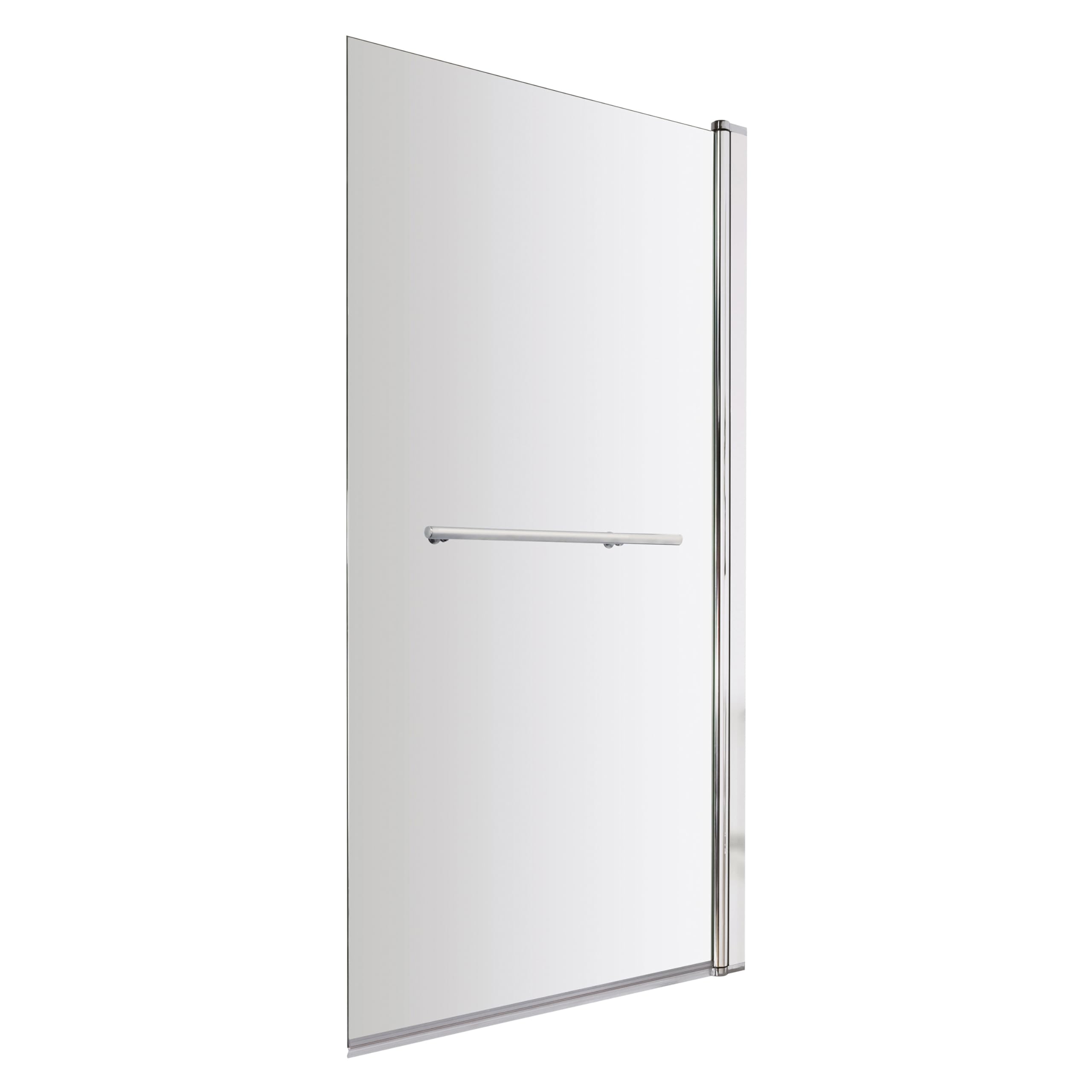 Balterley 6mm Toughened Safety Glass Reversible Hinged Shower Bath Screen - Chrome Profile - With Towel Rail