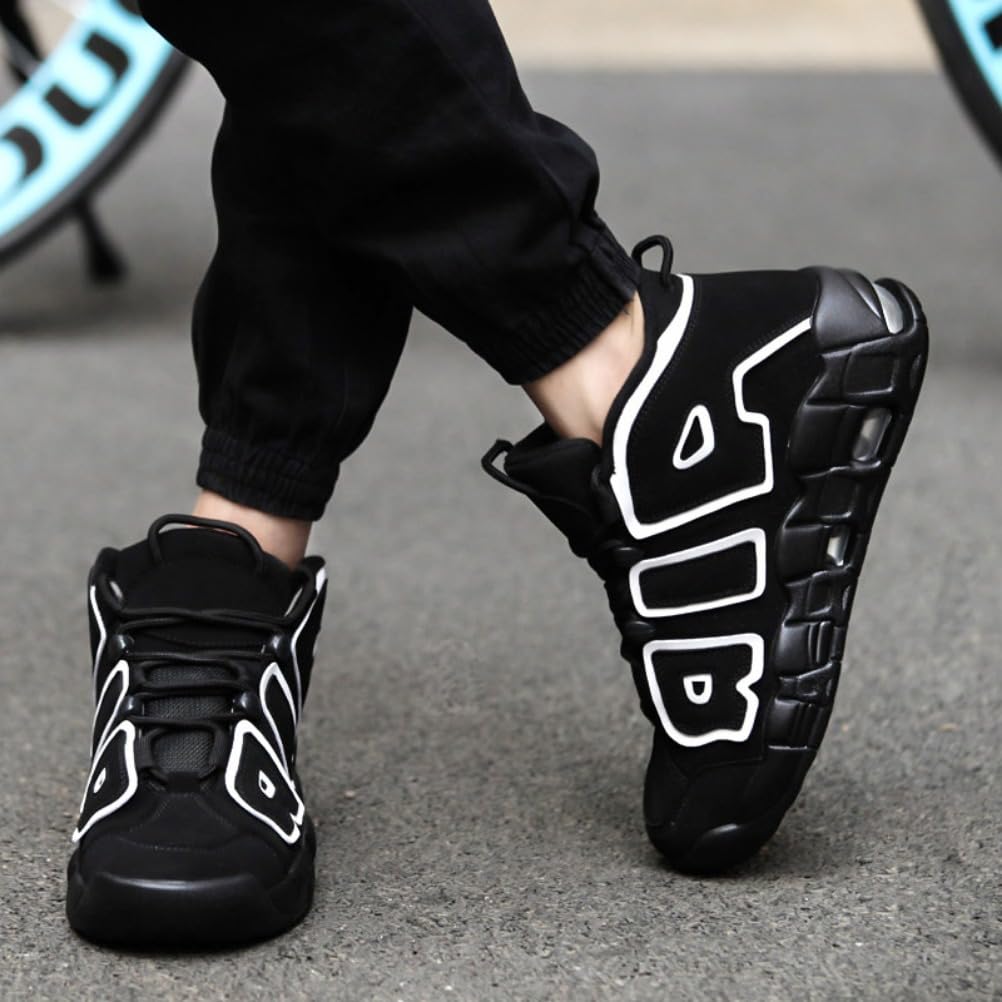 Sneaker Herren Damen Retro Skateboardschuhe Laufschuhe Turnschuhe mit Luftpolster Walkingschuhe Studenten Anti-Rutsch leichter Jungen Mädchen Basketballschuhe modisch Sportschuhe (Schwarz 2,42)