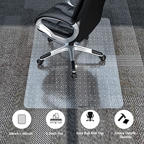 100Pointone Office Chair Mat For Carpet, Heavy Duty Studded Desk Chair Mat For Carpeted Floors - Shipped Flat & No Divots. Polycarbonate Computer Chair Mat For Medium & Low Pile Carpet 30"X 48" #TOP2
