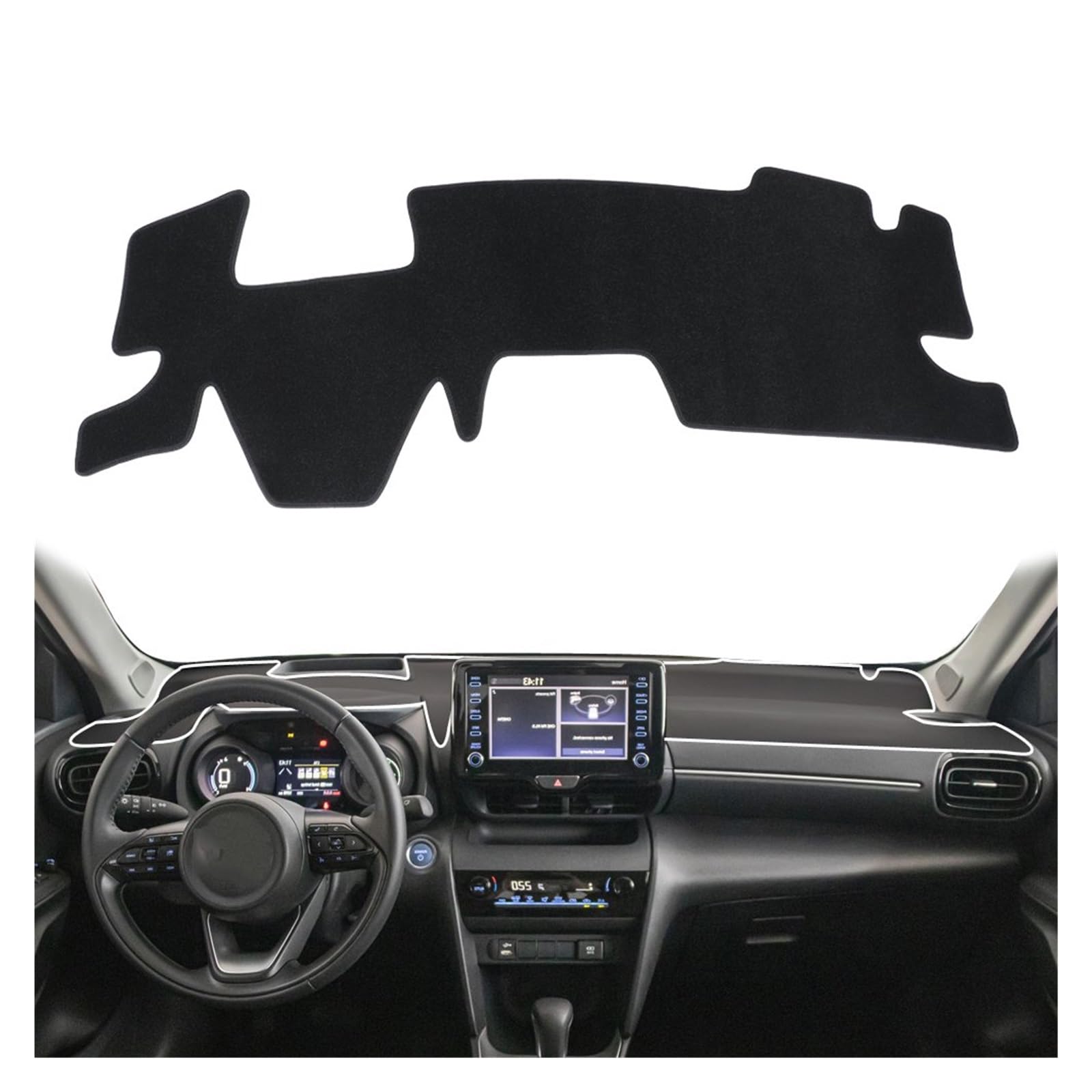 Tapis Tableau Bord intérieur Voiture Tapis Tableau Bord pour Toyota pour Yaris Cross avec Affichage Tête Haute Protection Solaire Accessoires Voiture(LHD Black)