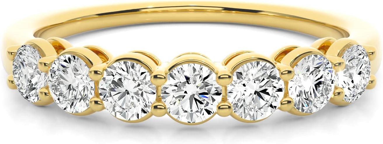 Buy Jewels Solid 10k Gold Wedding Band Moissanite Half Eternity Anniversary Ring For Women (G-H Color)