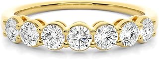 Buy Jewels Solid 10k Gold Wedding Band Moissanite Half Eternity Anniversary Ring For Women (G-H Color)