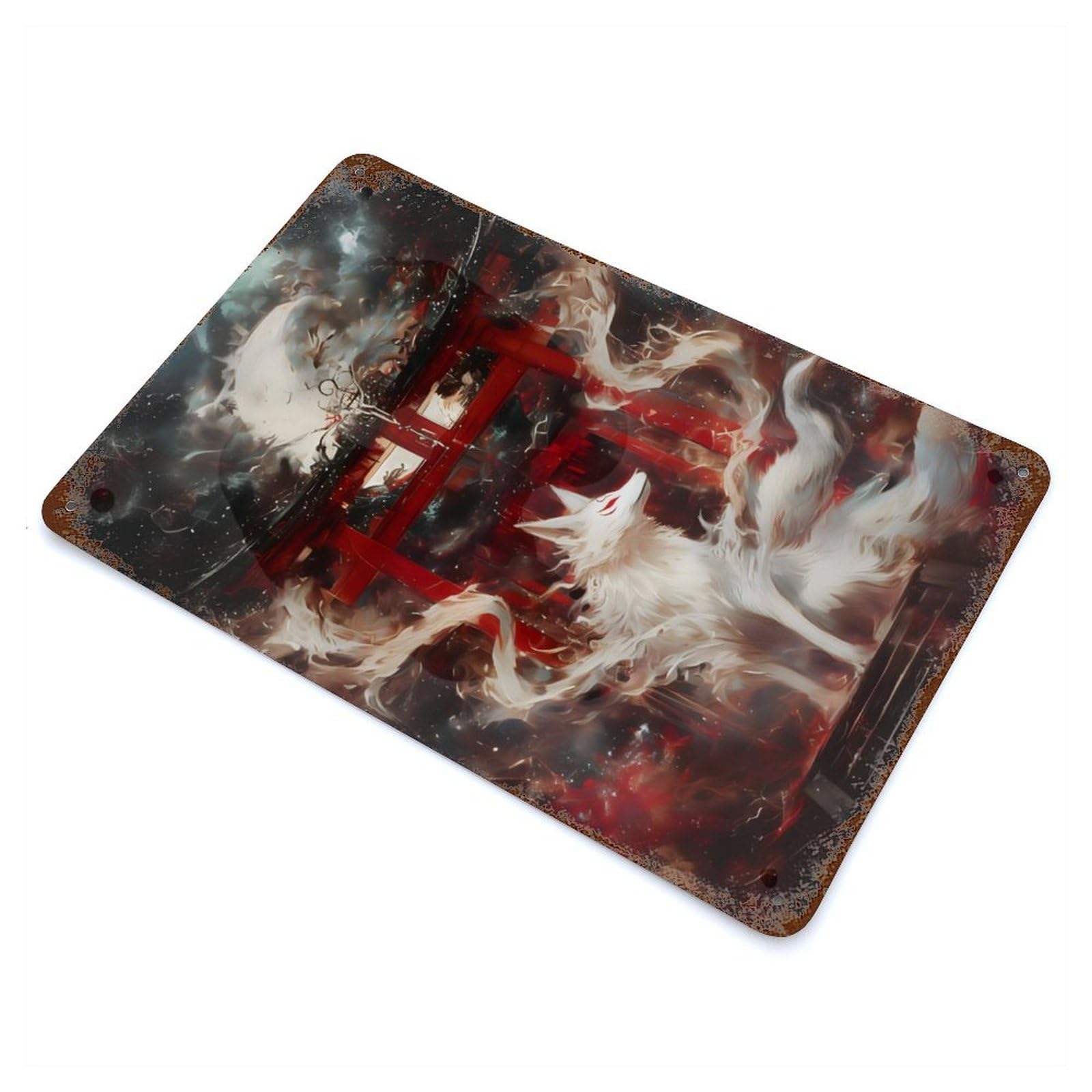 Kitsune Spirit Gate Decorative Tin Sign 11.8"x7.9", Ideal for Cafe, Home Bar And Lounge Decor