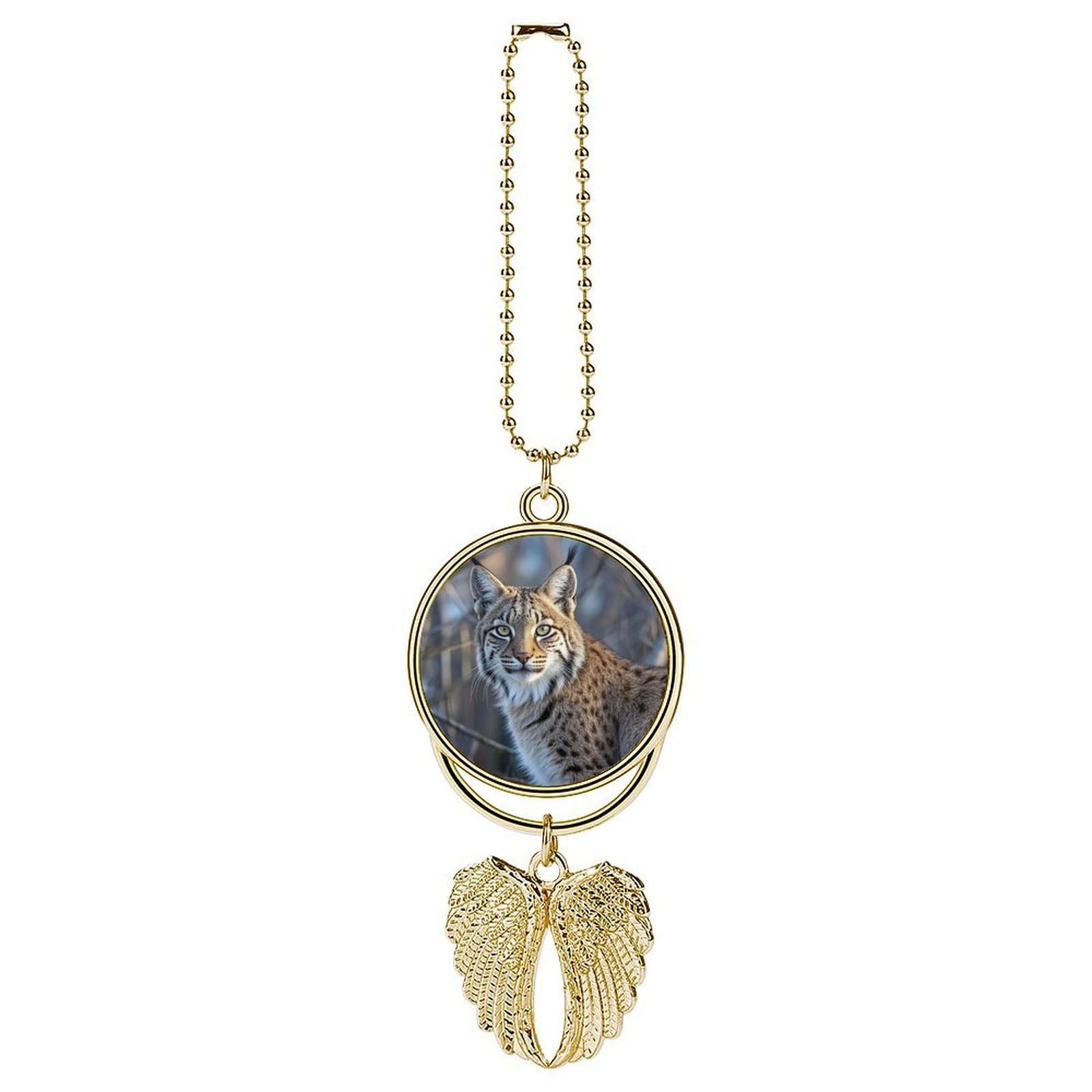 Wild Bobcat Car Charm Alloy Car Rear View Mirrors Hanging Ornaments Stylish Car Pendant Funny Auto Hanging Accessories Car Hanging Ornaments Gift for Women Men