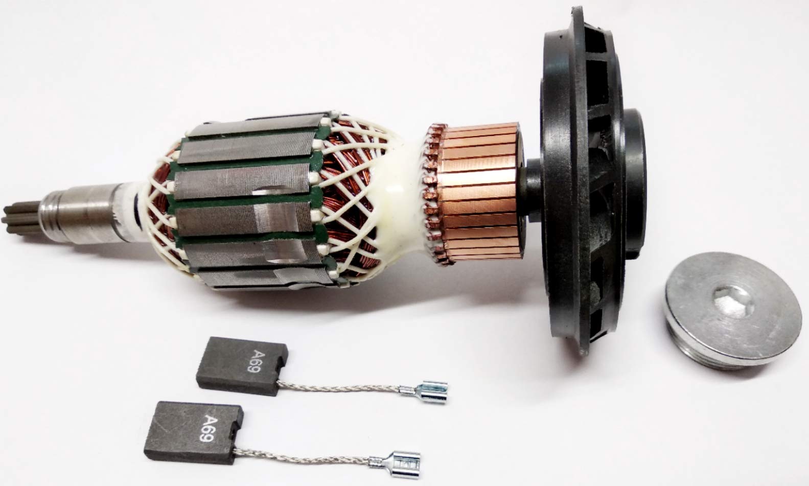 Motor ancla rotor corredor + rodamiento + anillo de rosca + carbón para Bosch GSH 11 E, GBH 11 DE, Würth MH10-SE, Berner BCDH-11