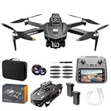 drones with camera for adults 4K 30FPS HD Video, 4.5" LCD FPV GPS Drone, 60-Min Flight Time (2 Batteries), 10,000ft Transmission, Auto Return, Foldable & Lightweight, Professional/Beginner Friendly(Black-2 Batteries)