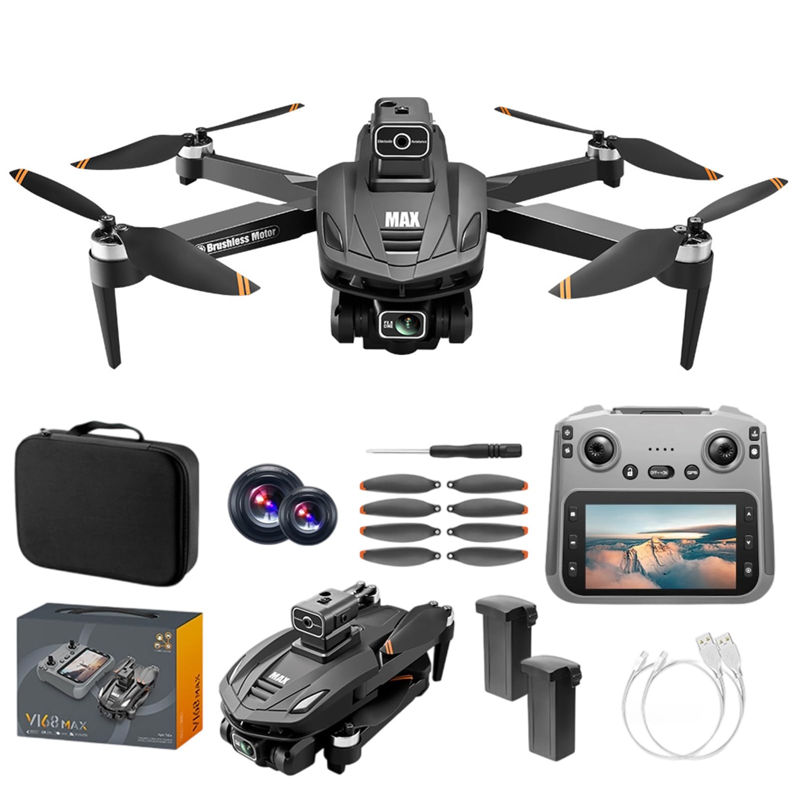 drones with camera for adults 4K 30FPS HD Video, 4.5" LCD FPV GPS Drone, 60-Min Flight Time (2 Batteries), 10,000ft Transmission, Auto Return, Foldable & Lightweight, Professional/Beginner Friendly(Black-2 Batteries)