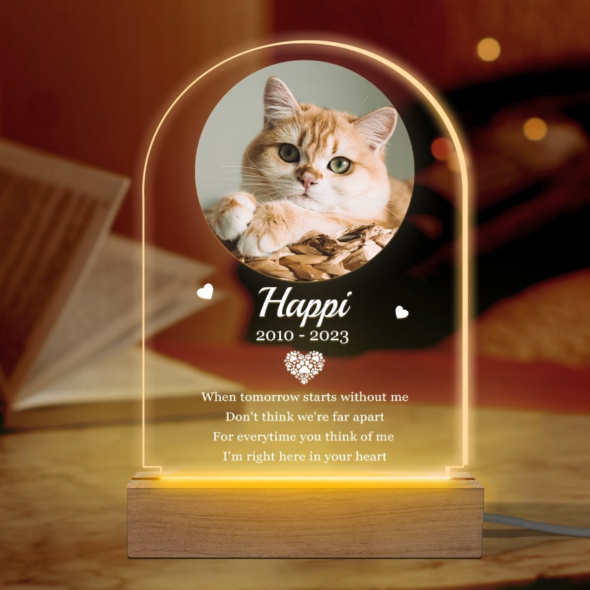 Glad Gua I'm Right Here in Your Heart Pet Memorial Gifts Personalized Acrylic 3D Led Light, Dog Memorial Gifts for Loss of Dog Sympathy Gift, Pet Loss Gifts, Dog Remembrance Gift — image 1